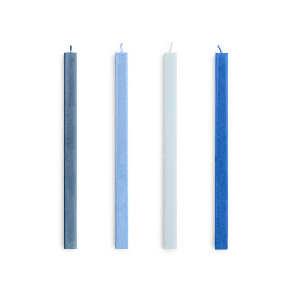 Square stearinlys, blå - 4 stk